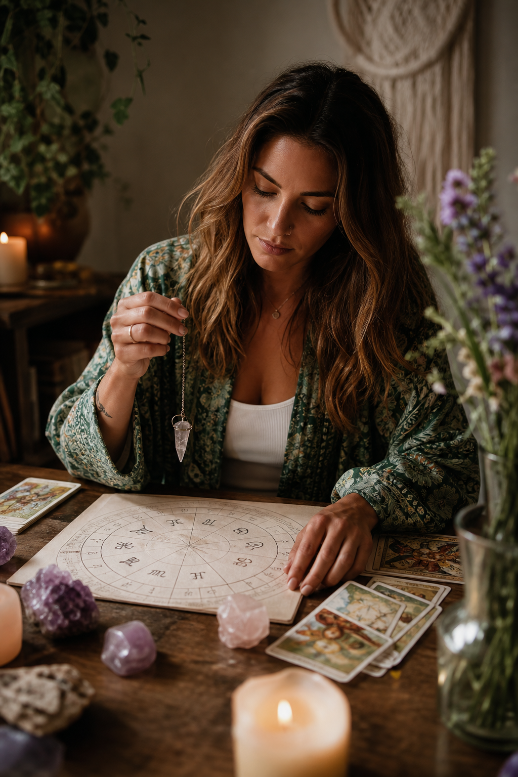 Lectura de cartas y práctica de astrología